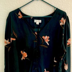 Women’s 100% polyester black floral top - machine washable